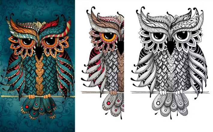 [Envato Market] Сова в стиле дудлинг. Раскраска для взрослых (2023)