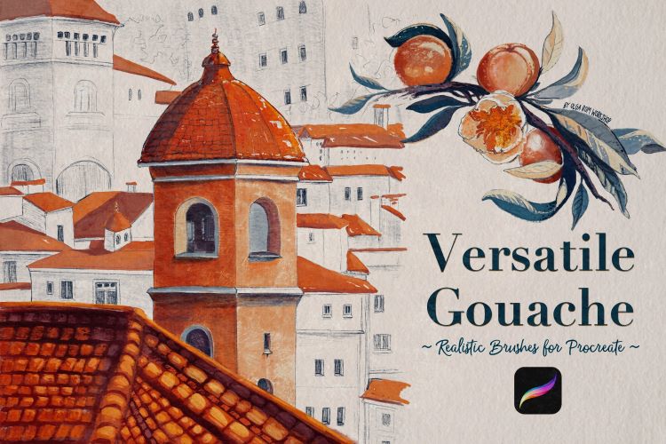 [Olga Rom] Гуашевые кисти для Procreate. Versatile Gouache Procreate Brushes (2024)