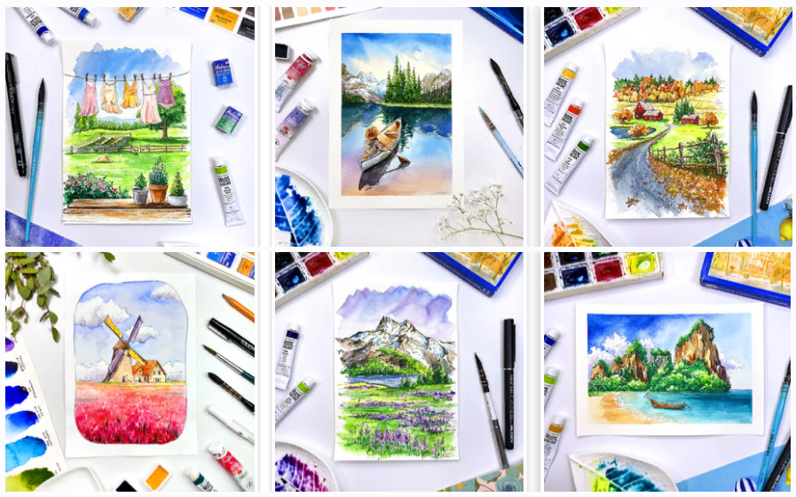 [ВсемАрт] Анна Белоусова - Онлайн-курс по скетчингу «Пейзажи» (2022)