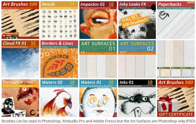 [GrutBrushes] Brushes and surfaces for Photoshop and Procreate (2023)