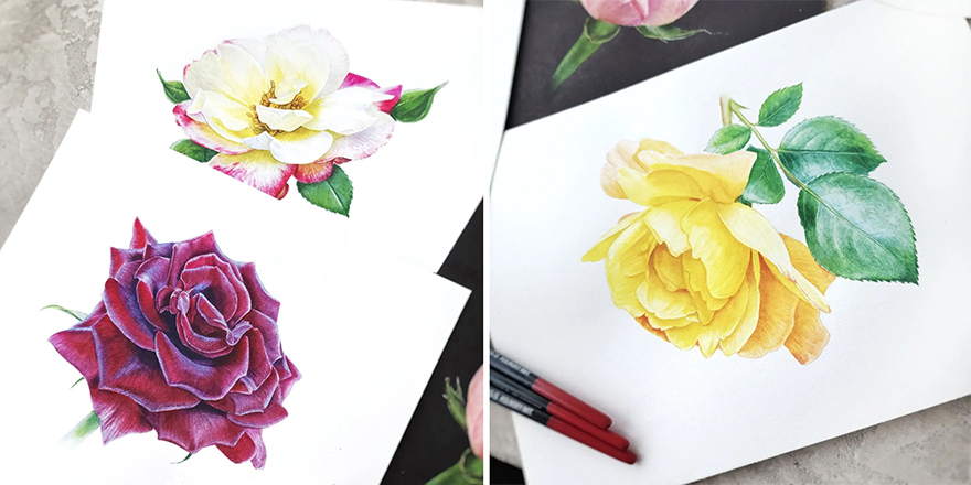 [Нина Петровская] Акварельный онлайн курс «Пять роз» (2023)