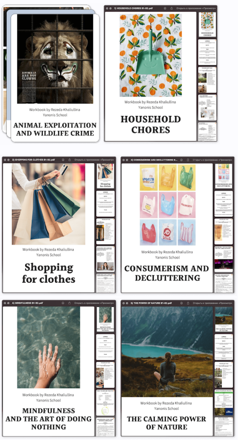 [YanonisSchool] Резеда Халиуллина — Готовые комплекты Pack 13 Worksheets. Уровень B1-B2 (2023)