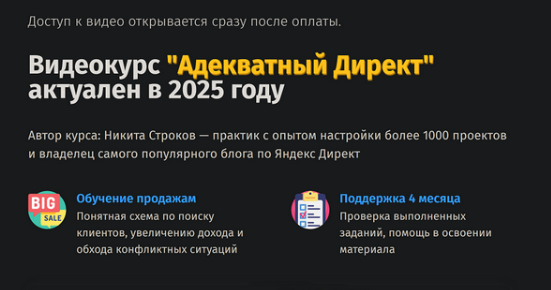 [Никита Строков] Адекватный Директ. Тариф без поддержки (2025)