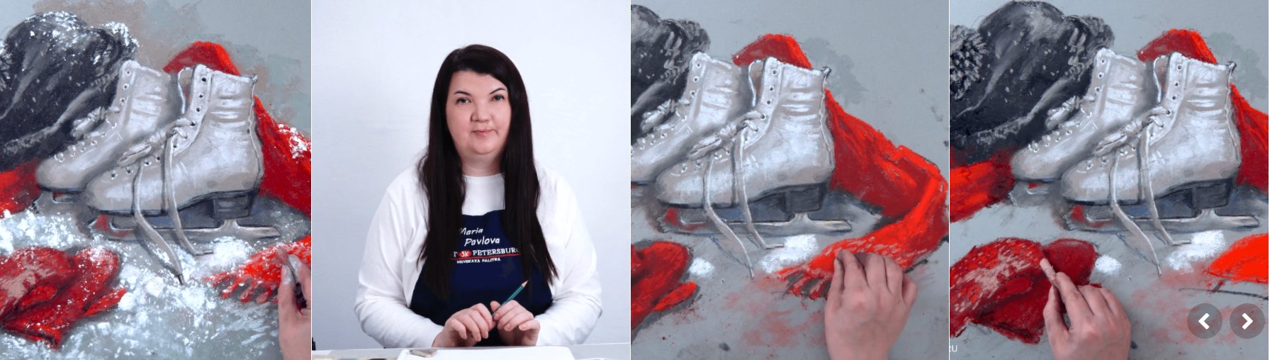 [Мария Павлова] Зимний натюрморт пастелью - фигурные коньки (2023)