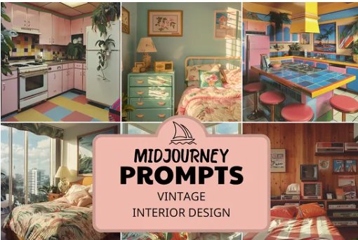 [CreativePromptsStore] Midjourney Prompts Vintage Interior Design. Промпты винтажных интерьеров в Миджорни (2024)
