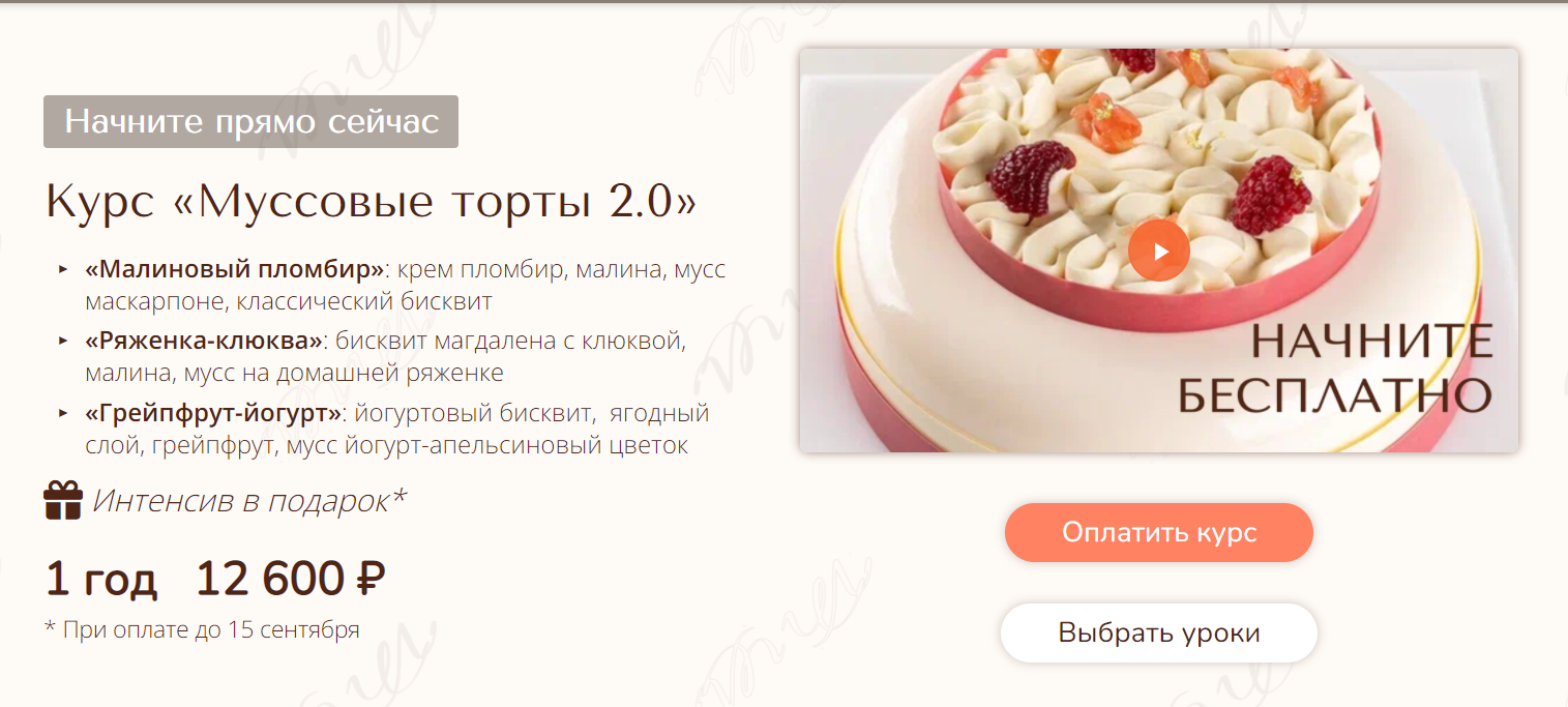 [Вера Никандрова] Муссовые торты 2.0 + интенсив (2024)