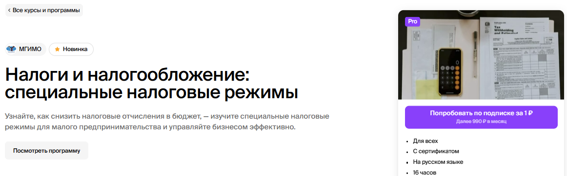 [Ленар Юнусов] [МГИМО] Налоги и налогообложение: специальные налоговые режимы (2024)