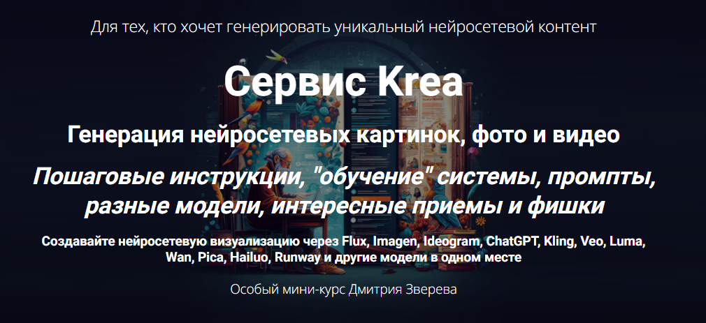 [Дмитрий Зверев] Сервис Krea. Генерация нейросетевых картинок, фото и видео (2025)