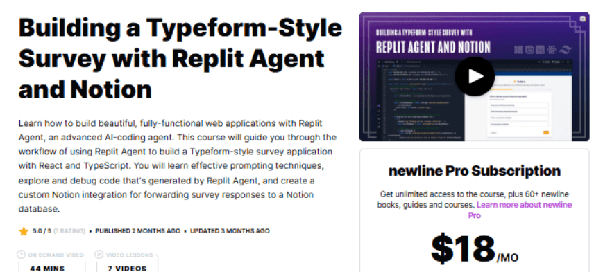 [newline] Как сделать Typeform-подобный опрос с Replit Agent и Notion