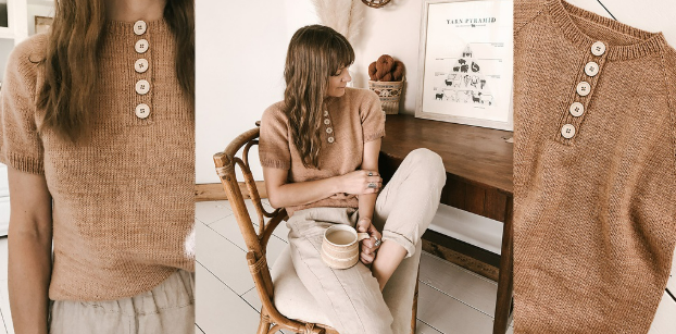 [Вяжи.ру, Хейли Смедли] Топ поло регланом Roadtripper (2024)